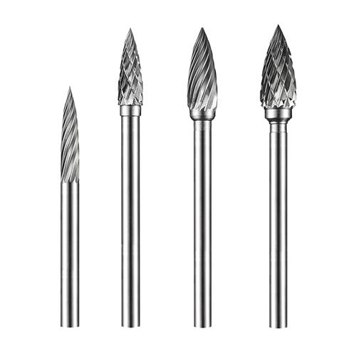 G-type flame-shaped tungsten carbide rotary burr features a unique flame/taper arc cutting head, professionally designed for irregular surface grinding, high-temperature weld residue removal and burnt